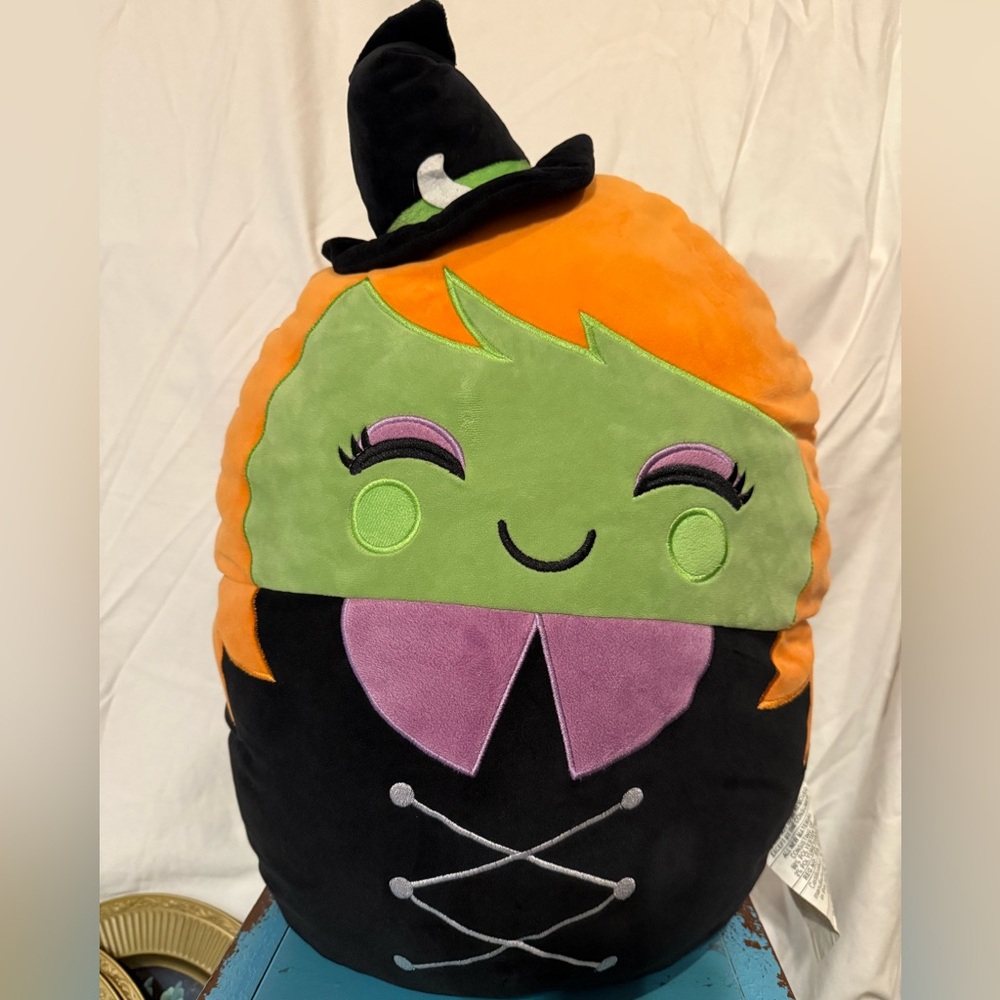XL Pillow Witch Green Face Orange Hair Super Soft 
Clean 24”Tall 42”Around